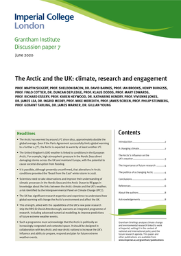 The Arctic and the UK: Climate, Research and Engagement