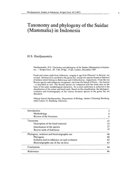 Taxonomy and Phylogeny of the Suidae (Mammalia) in Indonesia