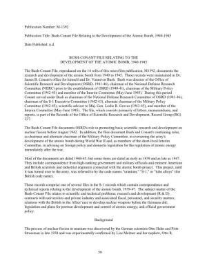 M-1392 Publication Title: Bush-Conant File