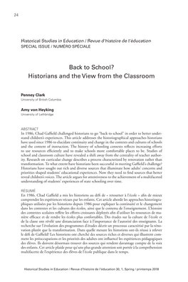 Back to School? Historians and the View from the Classroom