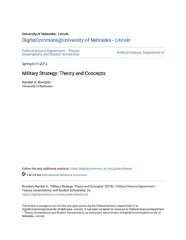 Military Strategy: Theory and Concepts