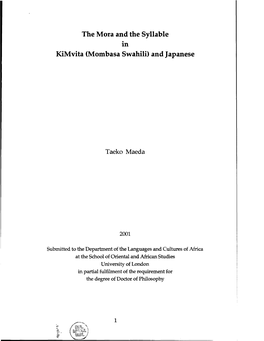 The Mora and the Syllable in Kimvita (Mombasa Swahili) and Japanese