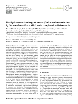 Ferrihydrite-Associated Organic Matter (OM) Stimulates Reduction by Shewanella Oneidensis MR-1 and a Complex Microbial Consortia