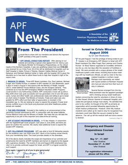 APF Newsletter, Winter 2006 – 2007