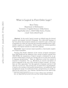 What Is Logical in First-Order Logic? Arxiv:2105.12157V1 [Math.LO] 25