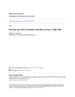 The Rise and Fall of Canada's Cold War Air Force, 1948-1968