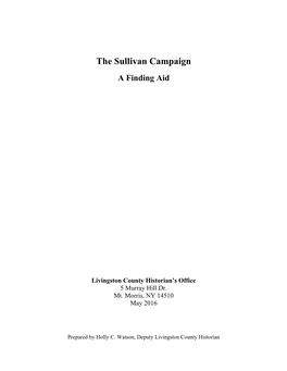 The Sullivan Campaign a Finding Aid