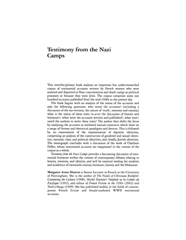 Testimony from the Nazi Camps