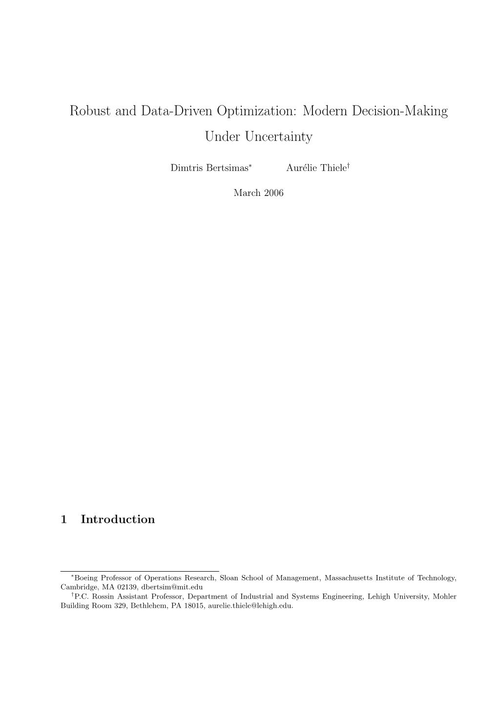 Robust and Data-Driven Optimization: Modern Decision-Making Under Uncertainty