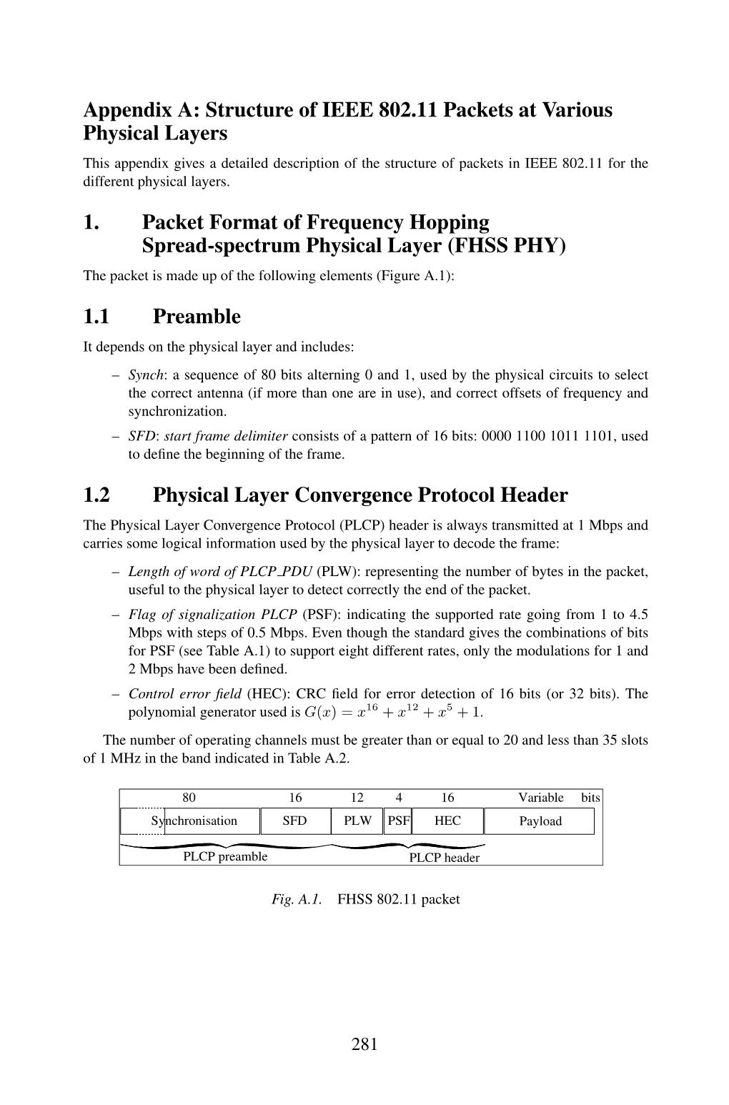 Structure of IEEE 802.11 Packets at Various Physical Layers