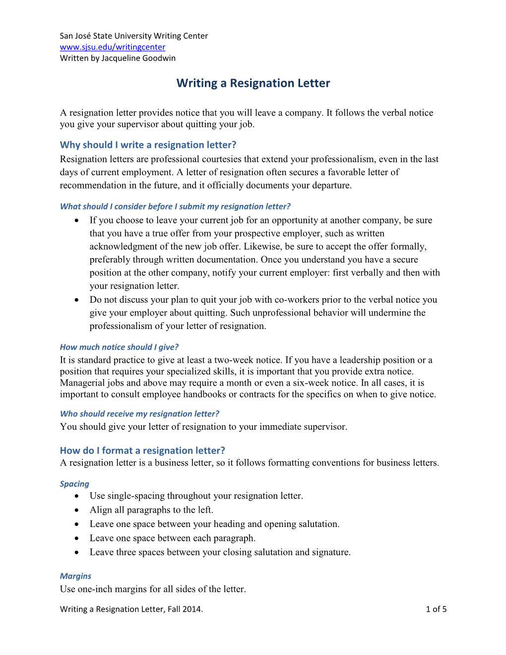 Writing a Resignation Letter