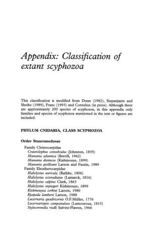 Appendix: Classification of Extant Scyphozoa