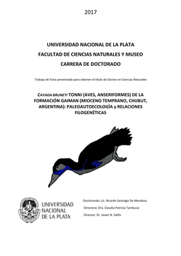 Universidad Nacional De La Plata Facultad De Ciencias Naturales Y Museo Carrera De Doctorado