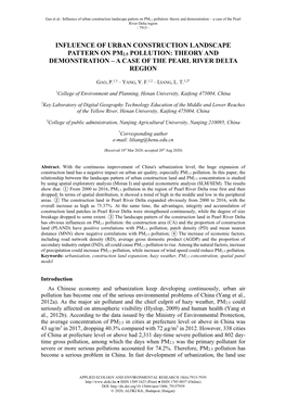 Influence of Urban Construction Landscape Pattern on Pm 2.5 Pollution