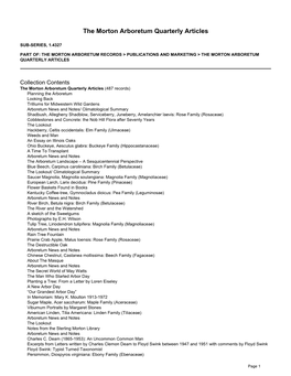 Summary for the Morton Arboretum Quarterly Articles (1.4327)