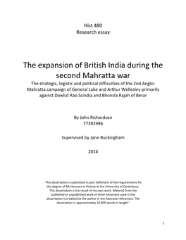 The Expansion of British India During the Second Mahratta