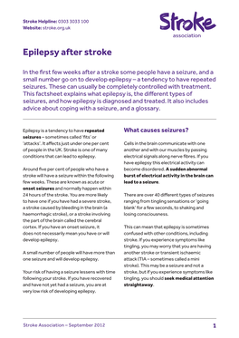 Epilepsy After Stroke