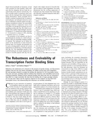 The Robustness and Evolvability of Transcription Factor Binding Sites Joshua L
