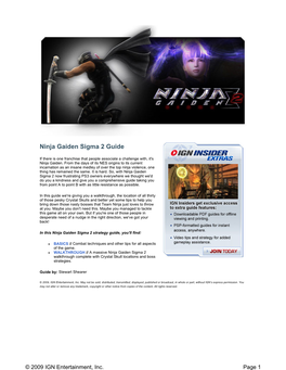 Ninja Gaiden Sigma 2 Guide