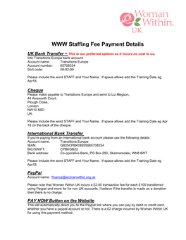 WWW Staffing Fee Payment Details