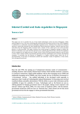 Internet Control and Auto-Regulation in Singapore