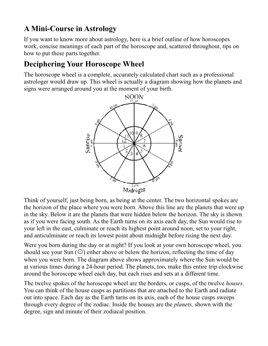 A Mini-Course in Astrology Deciphering Your Horoscope Wheel