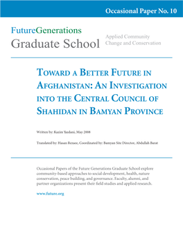 An Investigation Into the Central Council of Shahidan in Bamyan