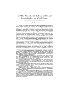 A Public Accountability Defense for National Security Leakers and Whistleblowers