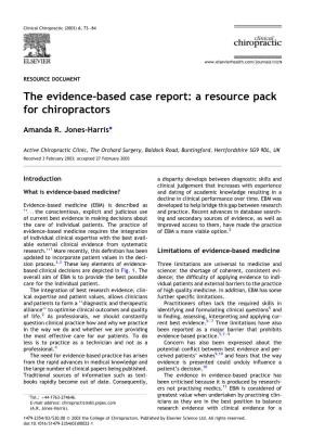 The Evidence-Based Case Report: a Resource Pack for Chiropractors