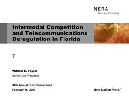Intermodal Competition and Telecommunications Deregulation in Florida