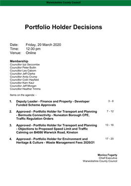 (Public Pack)Minutes Document for Portfolio Holder Decisions, 20/03