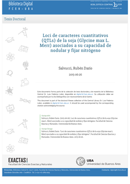 Loci De Caracteres Cuantitativos (Qtls) De La Soja (Glycine Max L