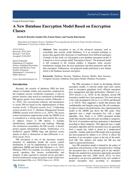 A New Database Encryption Model Based on Encryption Classes