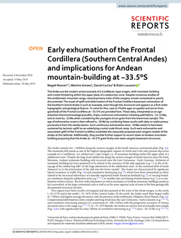 Early Exhumation of the Frontal Cordillera (Southern Central Andes)