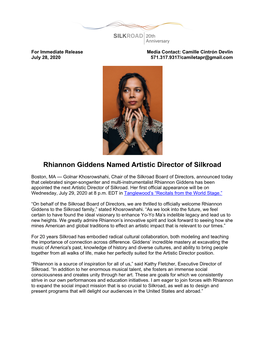 Rhiannon Giddens Named Artistic Director of Silkroad