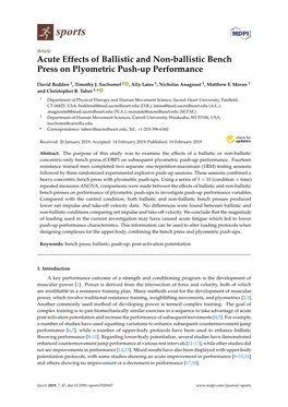 Acute Effects of Ballistic and Non-Ballistic Bench Press on Plyometric Push-Up Performance