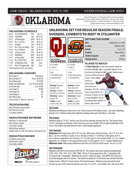 2008 OU-Oklahoma State Pre-Game Notes.Indd