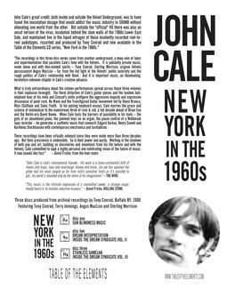 John Cale New York in the 1960'S