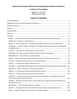 TABLE of CONTENTS Acknowledgements
