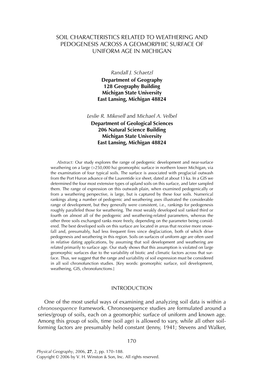 Soil Characteristics Related to Weathering and Pedogenesis Across a Geomorphic Surface of Uniform Age in Michigan