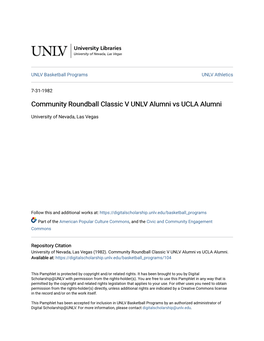 Community Roundball Classic V UNLV Alumni Vs UCLA Alumni
