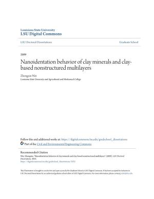 Nanoidentation Behavior of Clay Minerals and Clay-Based Nonstructured Multilayers" (2009)