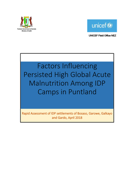 Factors Influencing Persisted High Global Acute Malnutrition Among IDP Camps in Puntland