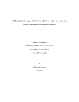 The Many Paths of Cyberspace: William Gibson's the Sprawl As Prototype for Structural