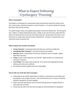 What to Expect Following Cryosurgery “Freezing”