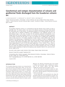 Geochemical and Isotopic Characterization of Volcanic and Geothermal Fluids Discharged from the Ecuadorian Volcanic