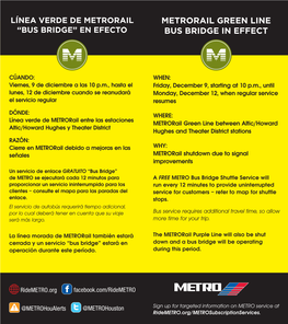 Metrorail Green Line Bus Bridge in Effect