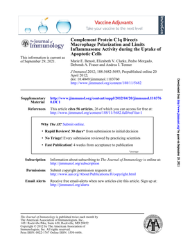 Apoptotic Cells Inflammasome Activity During the Uptake of Macrophage