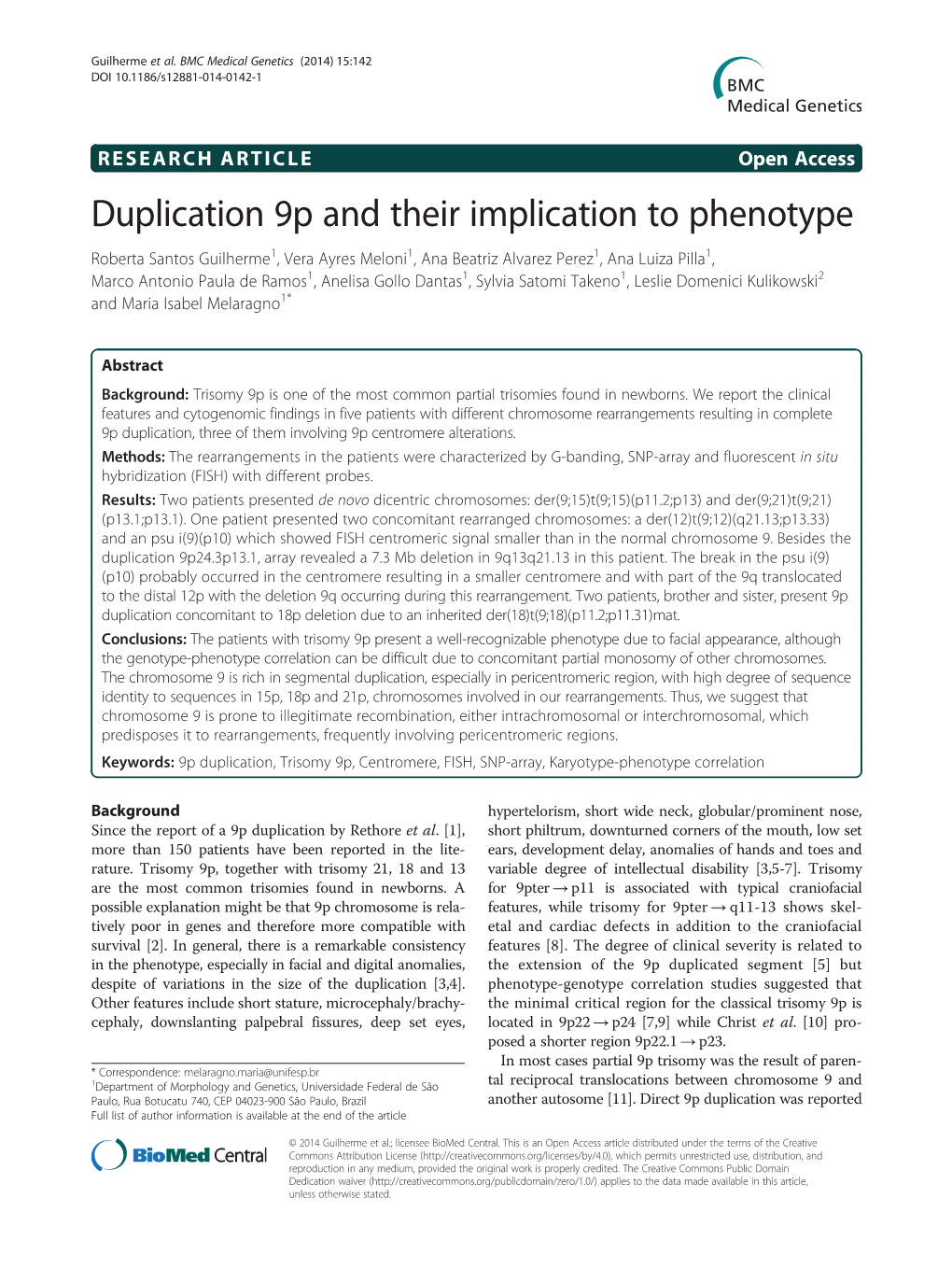 Duplication 9P and Their Implication to Phenotype