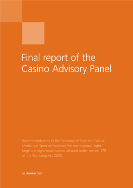 Casino Advisory Panel Report 30 January 2007